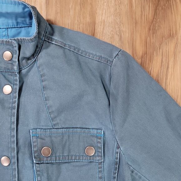 ☔️🔹️French Connection Blue Zippered Utility Jacket Size 8 - Picture 6 of 16